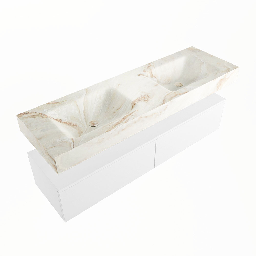 MONDIAZ ALAN-DLUX 150cm mueble de baño Talc 2 cajones. Lavabo CLOUD Doble 2 orificios color Frappe. 5 MONDIAZ ALAN-DLUX 150cm mueble de baño Talc 2 cajones. Lavabo CLOUD Doble 2 orificios color Frappe. - Imagen 5