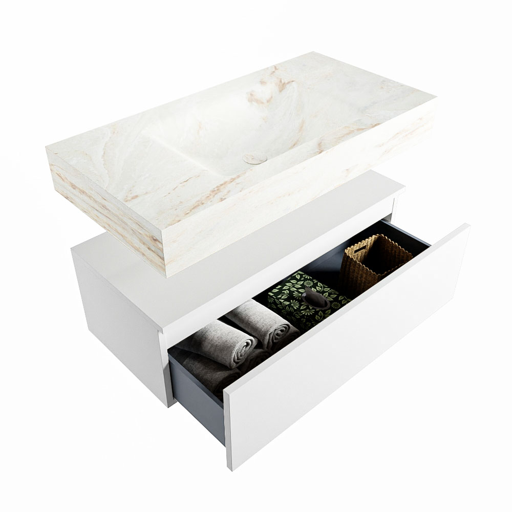 MONDIAZ ALAN-DLUX 90cm mueble de baño Talc 1 cajón. Lavabo CLOUD Centro 1 orificio color Frappe. 6 MONDIAZ ALAN-DLUX 90cm mueble de baño Talc 1 cajón. Lavabo CLOUD Centro 1 orificio color Frappe. - Imagen 6