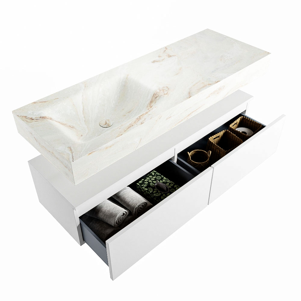 MONDIAZ ALAN-DLUX 130cm mueble de baño Talc 2 cajones. Lavabo CLOUD Izquierda sin orificios color Frappe. 6 MONDIAZ ALAN-DLUX 130cm mueble de baño Talc 2 cajones. Lavabo CLOUD Izquierda sin orificios color Frappe. - Imagen 6