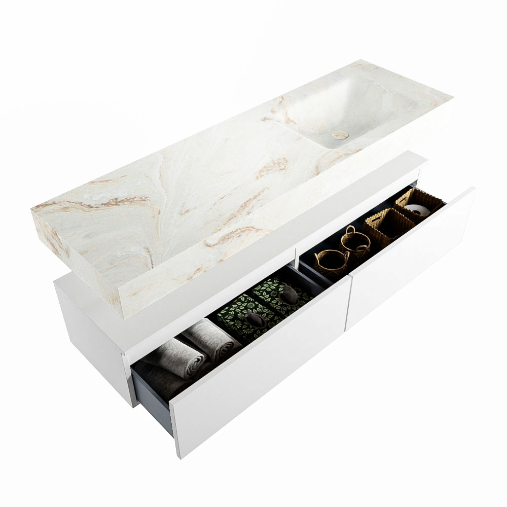 MONDIAZ ALAN-DLUX 150cm mueble de baño Talc 2 cajones. Lavabo CLOUD Derecho sin orificios color Frappe. 6 MONDIAZ ALAN-DLUX 150cm mueble de baño Talc 2 cajones. Lavabo CLOUD Derecho sin orificios color Frappe. - Imagen 6