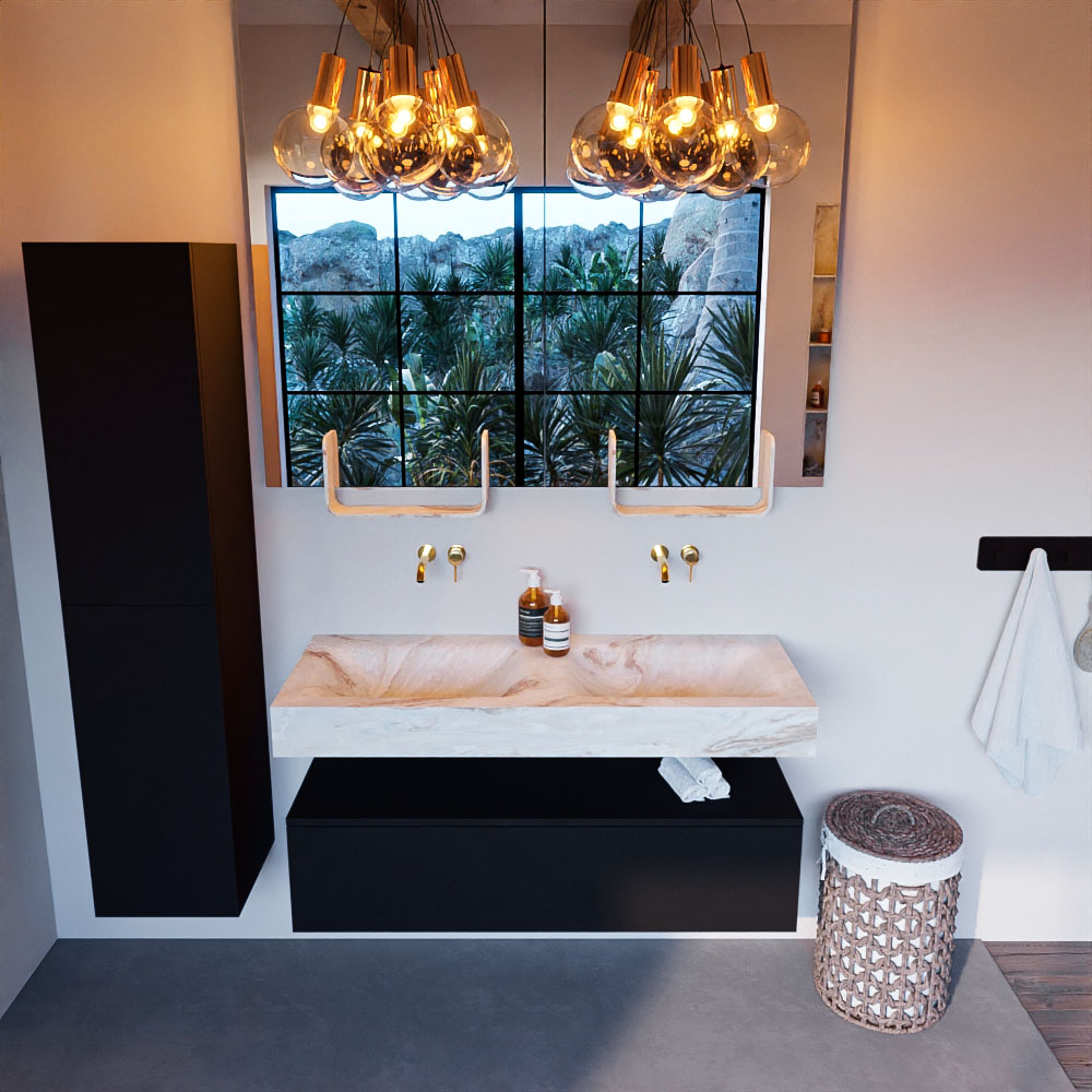 MONDIAZ ALAN-DLUX 120cm mueble de baño Urban 1 cajón. Lavabo CLOUD Doble sin orificios color Frappe. 2 MONDIAZ ALAN-DLUX 120cm mueble de baño Urban 1 cajón. Lavabo CLOUD Doble sin orificios color Frappe. - Imagen 2