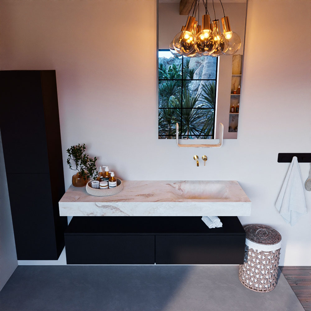 MONDIAZ ALAN-DLUX 150cm mueble de baño Urban 2 cajones. Lavabo CLOUD Derecho sin orificios color Frappe. 2 MONDIAZ ALAN-DLUX 150cm mueble de baño Urban 2 cajones. Lavabo CLOUD Derecho sin orificios color Frappe. - Imagen 2
