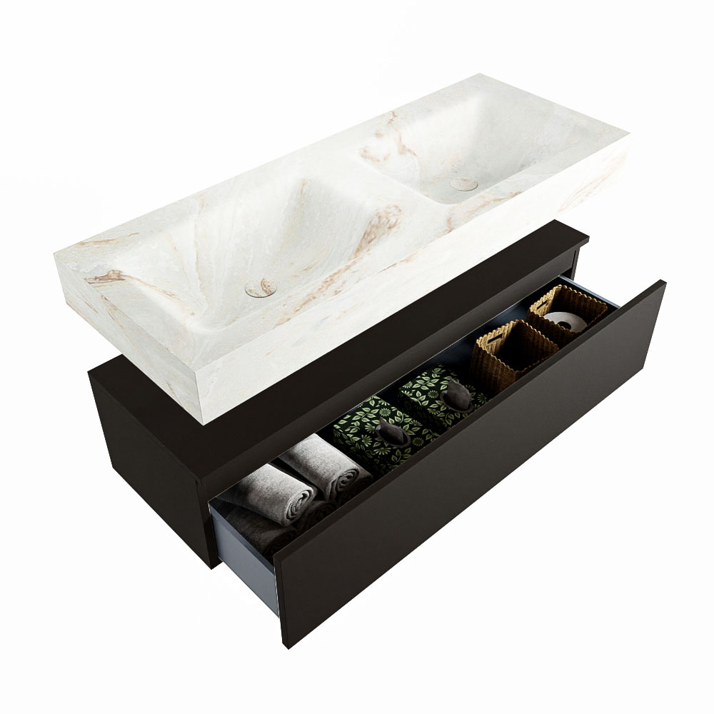 MONDIAZ ALAN-DLUX 120cm mueble de baño Urban 1 cajón. Lavabo CLOUD Doble sin orificios color Frappe. 6 MONDIAZ ALAN-DLUX 120cm mueble de baño Urban 1 cajón. Lavabo CLOUD Doble sin orificios color Frappe. - Imagen 6