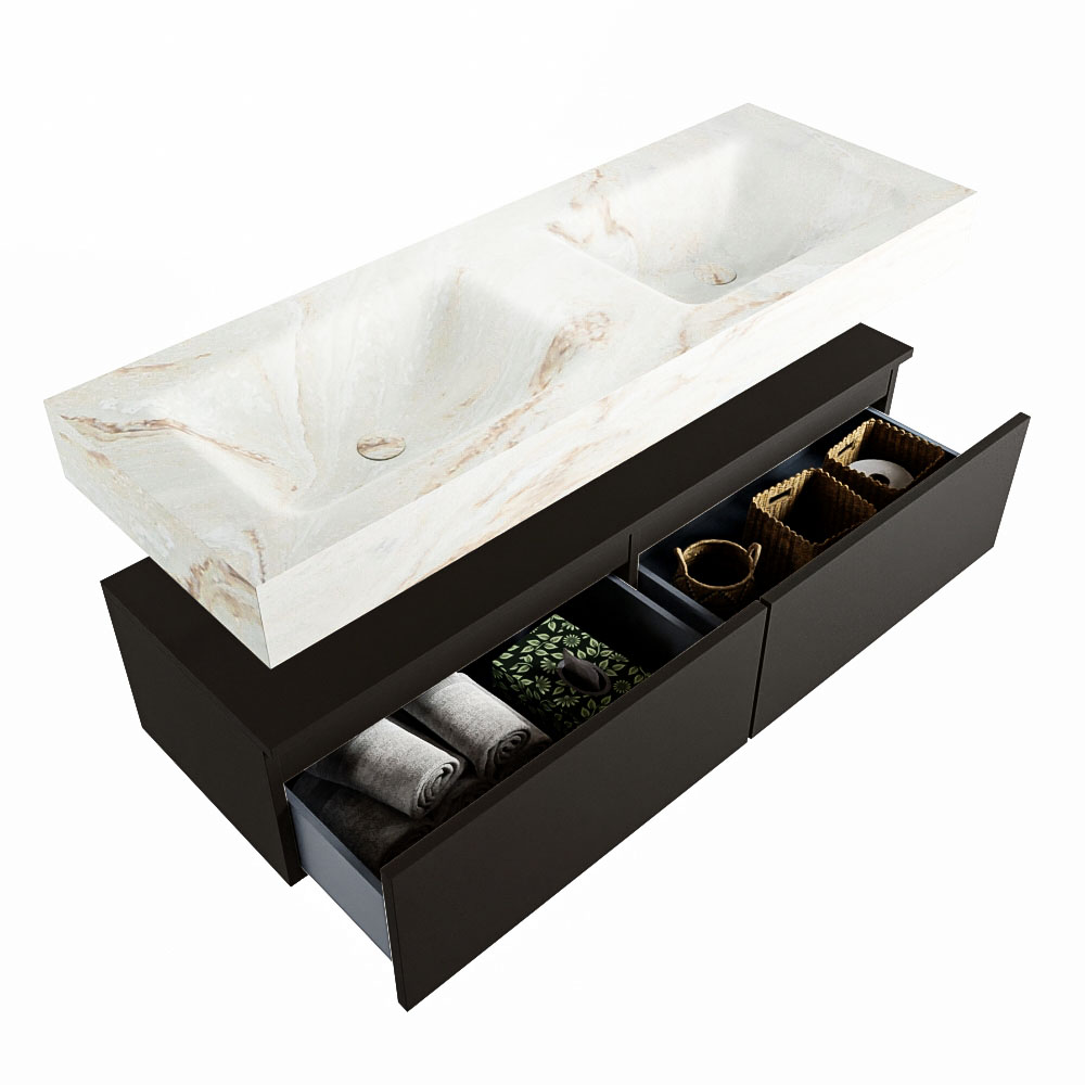 MONDIAZ ALAN-DLUX 130cm mueble de baño Urban 2 cajones. Lavabo CLOUD Doble sin orificios color Frappe. 6 MONDIAZ ALAN-DLUX 130cm mueble de baño Urban 2 cajones. Lavabo CLOUD Doble sin orificios color Frappe. - Imagen 6