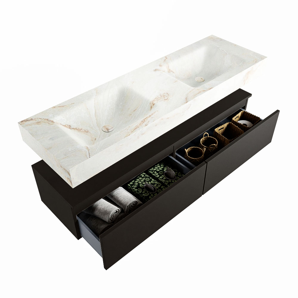 MONDIAZ ALAN-DLUX 150cm mueble de baño Urban 2 cajones. Lavabo CLOUD Doble sin orificios color Frappe. 6 MONDIAZ ALAN-DLUX 150cm mueble de baño Urban 2 cajones. Lavabo CLOUD Doble sin orificios color Frappe. - Imagen 6