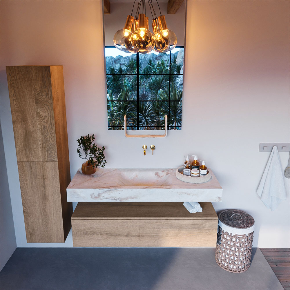 MONDIAZ ALAN-DLUX 130cm mueble de baño Washed Oak 1 cajón. Lavabo CLOUD Centro sin orificios color Frappe. 2 MONDIAZ ALAN-DLUX 130cm mueble de baño Washed Oak 1 cajón. Lavabo CLOUD Centro sin orificios color Frappe. - Imagen 2