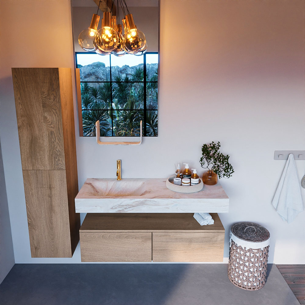 MONDIAZ ALAN-DLUX 120cm mueble de baño Washed Oak 2 cajones. Lavabo CLOUD Izquierda 1 orificio color Frappe. 2 MONDIAZ ALAN-DLUX 120cm mueble de baño Washed Oak 2 cajones. Lavabo CLOUD Izquierda 1 orificio color Frappe. - Imagen 2