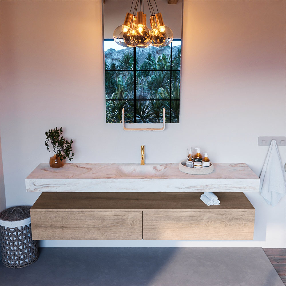 MONDIAZ ALAN-DLUX 200cm mueble de baño Washed Oak 2 cajones. Lavabo CLOUD Centro 1 orificio color Frappe. 2 MONDIAZ ALAN-DLUX 200cm mueble de baño Washed Oak 2 cajones. Lavabo CLOUD Centro 1 orificio color Frappe. - Imagen 2