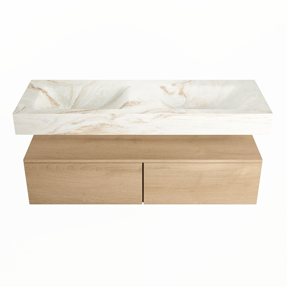 MONDIAZ ALAN-DLUX 130cm mueble de baño Washed Oak 2 cajones. Lavabo CLOUD Doble sin orificios color Frappe. 4 MONDIAZ ALAN-DLUX 130cm mueble de baño Washed Oak 2 cajones. Lavabo CLOUD Doble sin orificios color Frappe. - Imagen 4
