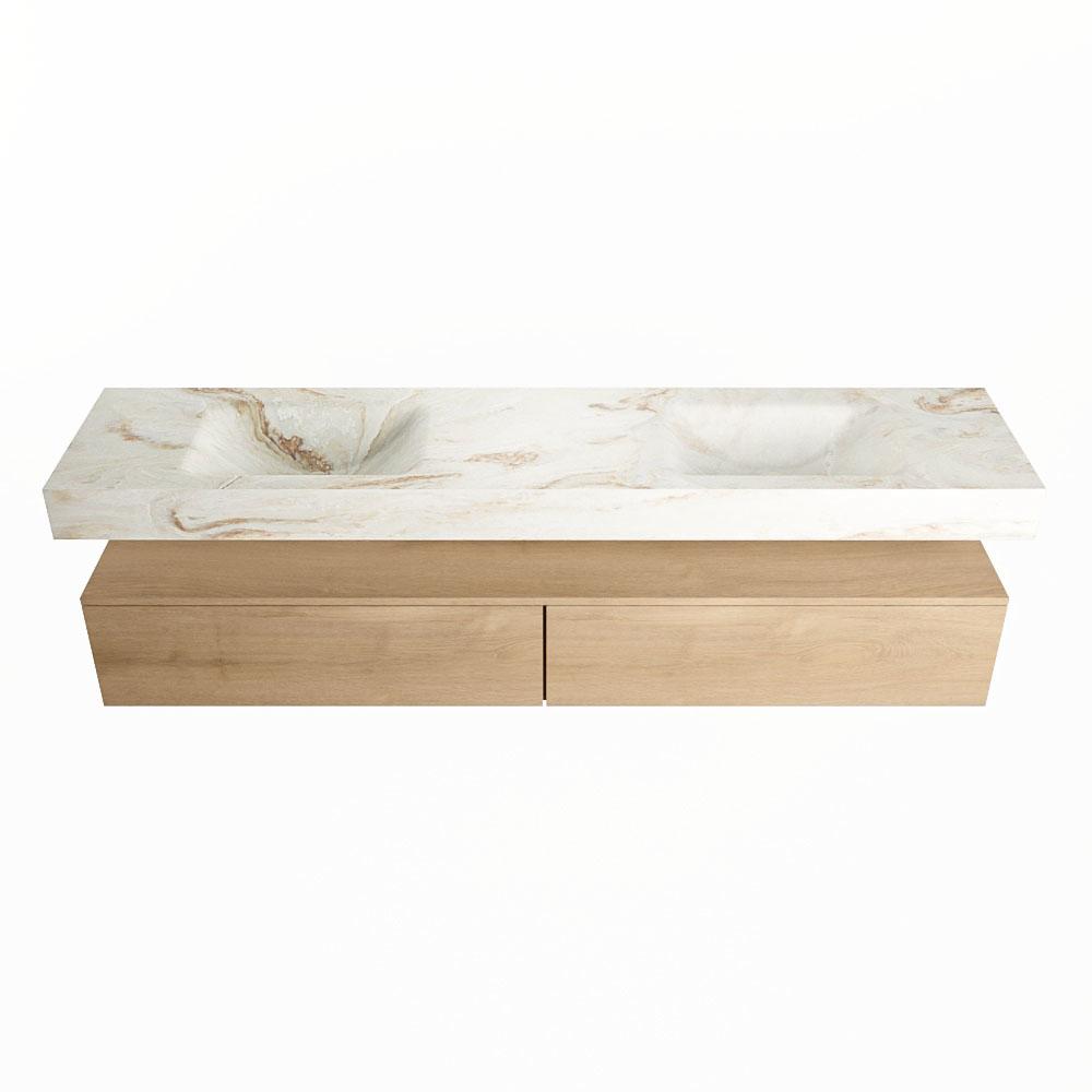 MONDIAZ ALAN-DLUX 200cm mueble de baño Washed Oak 2 cajones. Lavabo CLOUD Doble 2 orificios color Frappe. 4 MONDIAZ ALAN-DLUX 200cm mueble de baño Washed Oak 2 cajones. Lavabo CLOUD Doble 2 orificios color Frappe. - Imagen 4