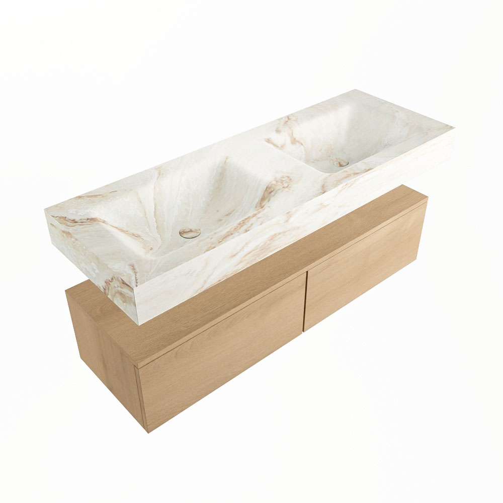MONDIAZ ALAN-DLUX 130cm mueble de baño Washed Oak 2 cajones. Lavabo CLOUD Doble sin orificios color Frappe. 5 MONDIAZ ALAN-DLUX 130cm mueble de baño Washed Oak 2 cajones. Lavabo CLOUD Doble sin orificios color Frappe. - Imagen 5