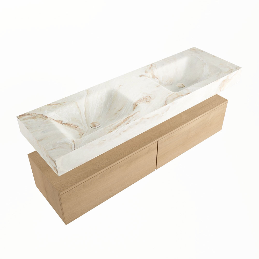 MONDIAZ ALAN-DLUX 150cm mueble de baño Washed Oak 2 cajones. Lavabo CLOUD Doble 2 orificios color Frappe. 5 MONDIAZ ALAN-DLUX 150cm mueble de baño Washed Oak 2 cajones. Lavabo CLOUD Doble 2 orificios color Frappe. - Imagen 5