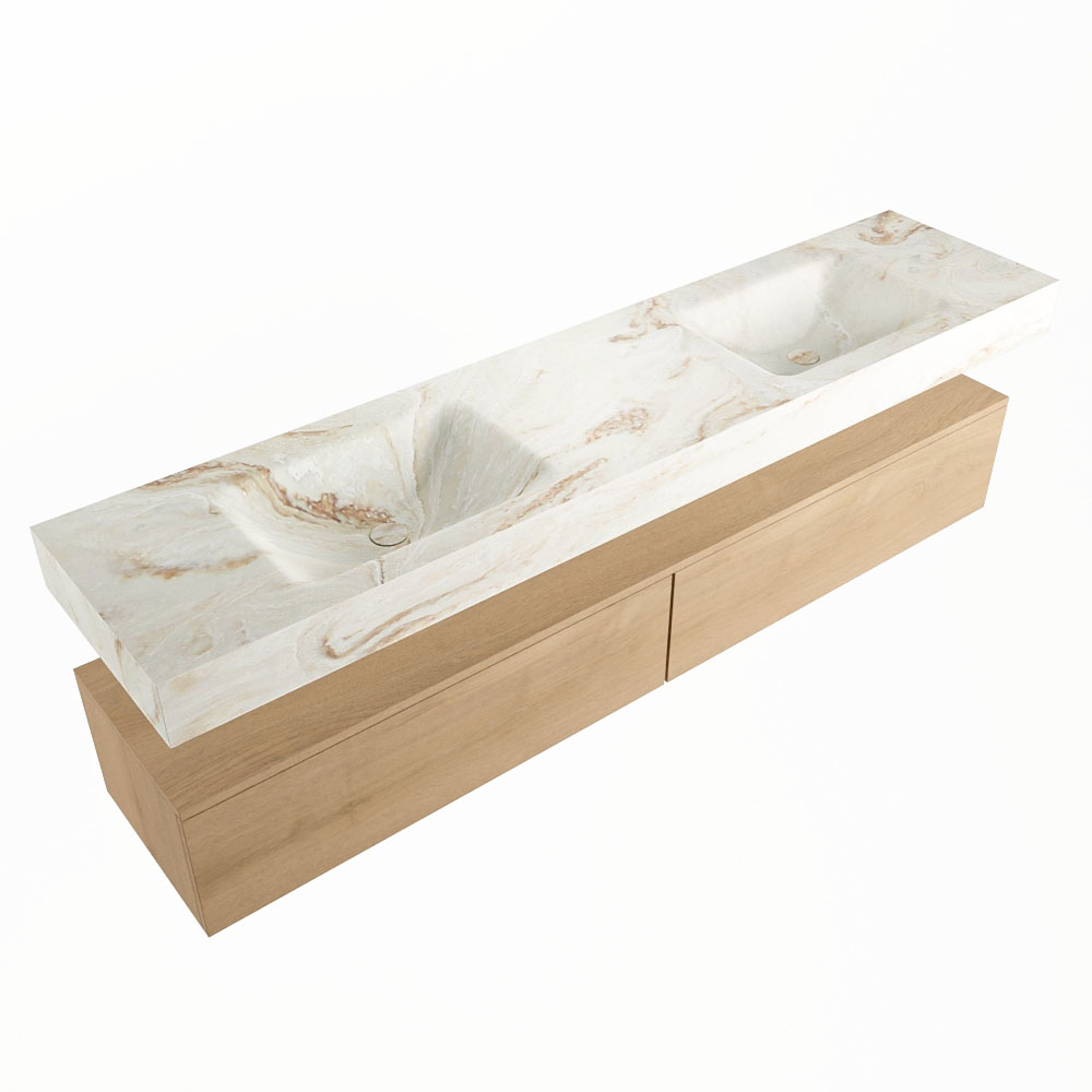 MONDIAZ ALAN-DLUX 200cm mueble de baño Washed Oak 2 cajones. Lavabo CLOUD Doble 2 orificios color Frappe. 5 MONDIAZ ALAN-DLUX 200cm mueble de baño Washed Oak 2 cajones. Lavabo CLOUD Doble 2 orificios color Frappe. - Imagen 5