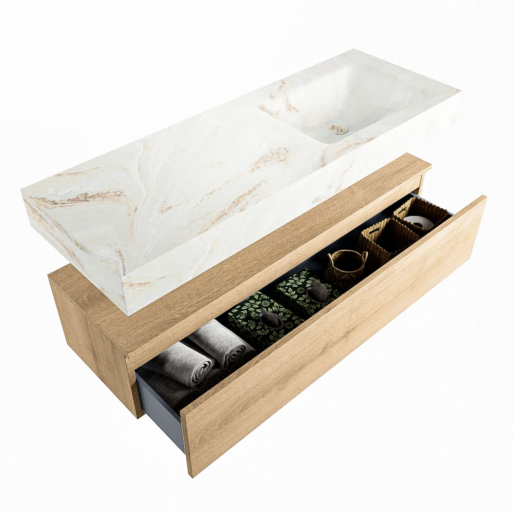 MONDIAZ ALAN-DLUX 130cm mueble de baño Washed Oak 1 cajón. Lavabo CLOUD Derecho sin orificios color Frappe. 6 MONDIAZ ALAN-DLUX 130cm mueble de baño Washed Oak 1 cajón. Lavabo CLOUD Derecho sin orificios color Frappe. - Imagen 6