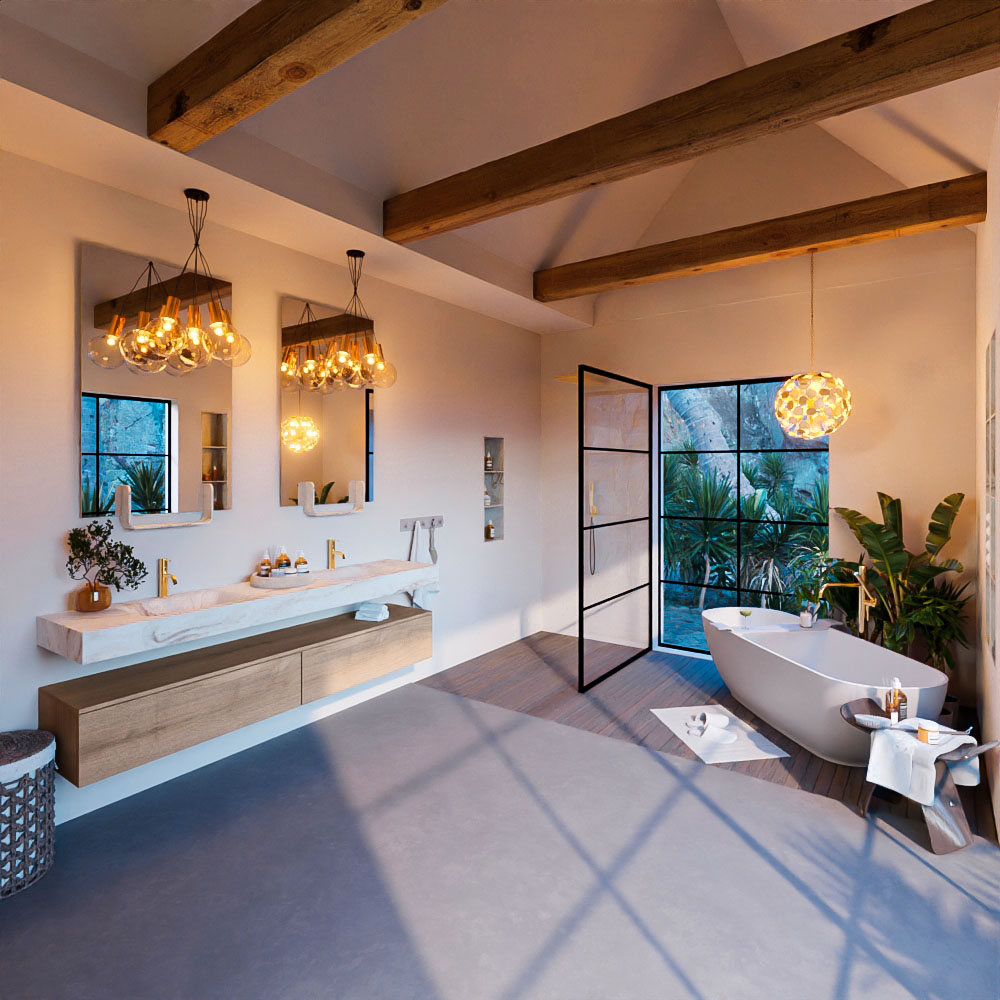 MONDIAZ ALAN-DLUX 200cm mueble de baño Washed Oak 2 cajones. Lavabo CLOUD Doble 2 orificios color Frappe. 3 MONDIAZ ALAN-DLUX 200cm mueble de baño Washed Oak 2 cajones. Lavabo CLOUD Doble 2 orificios color Frappe. - Imagen 3