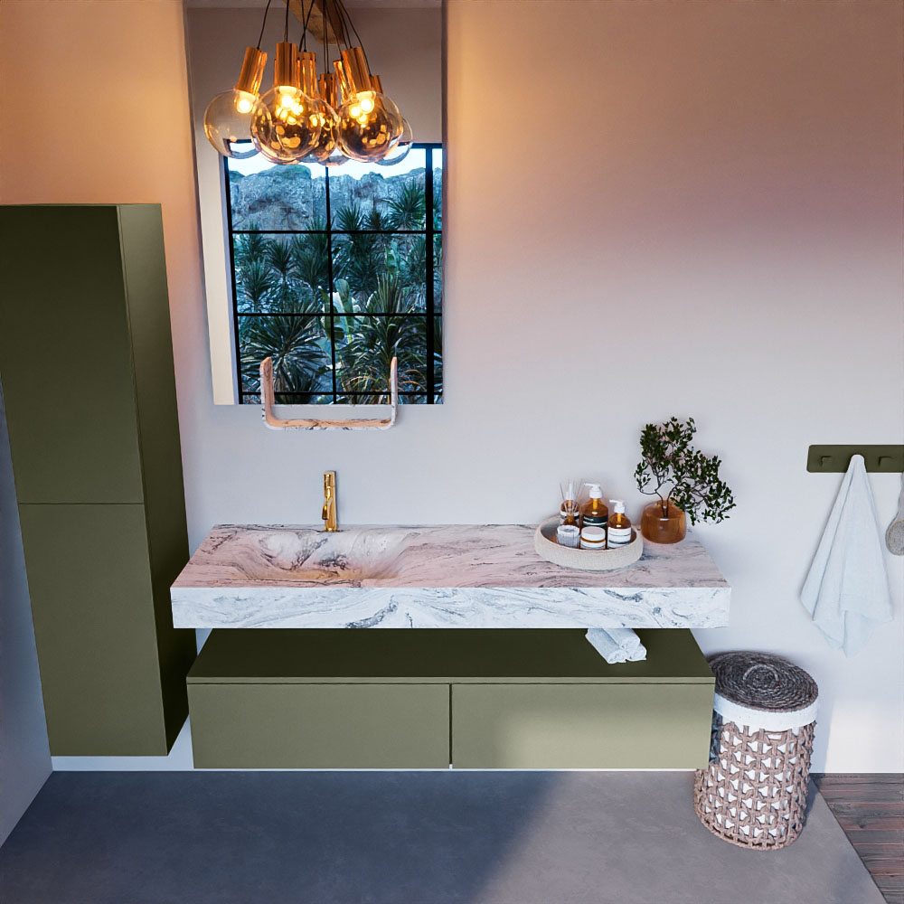 MONDIAZ ALAN-DLUX 150cm mueble de baño Army 2 cajones. Lavabo CLOUD Izquierda 1 orificio color Glace. 2 MONDIAZ ALAN-DLUX 150cm mueble de baño Army 2 cajones. Lavabo CLOUD Izquierda 1 orificio color Glace. - Imagen 2