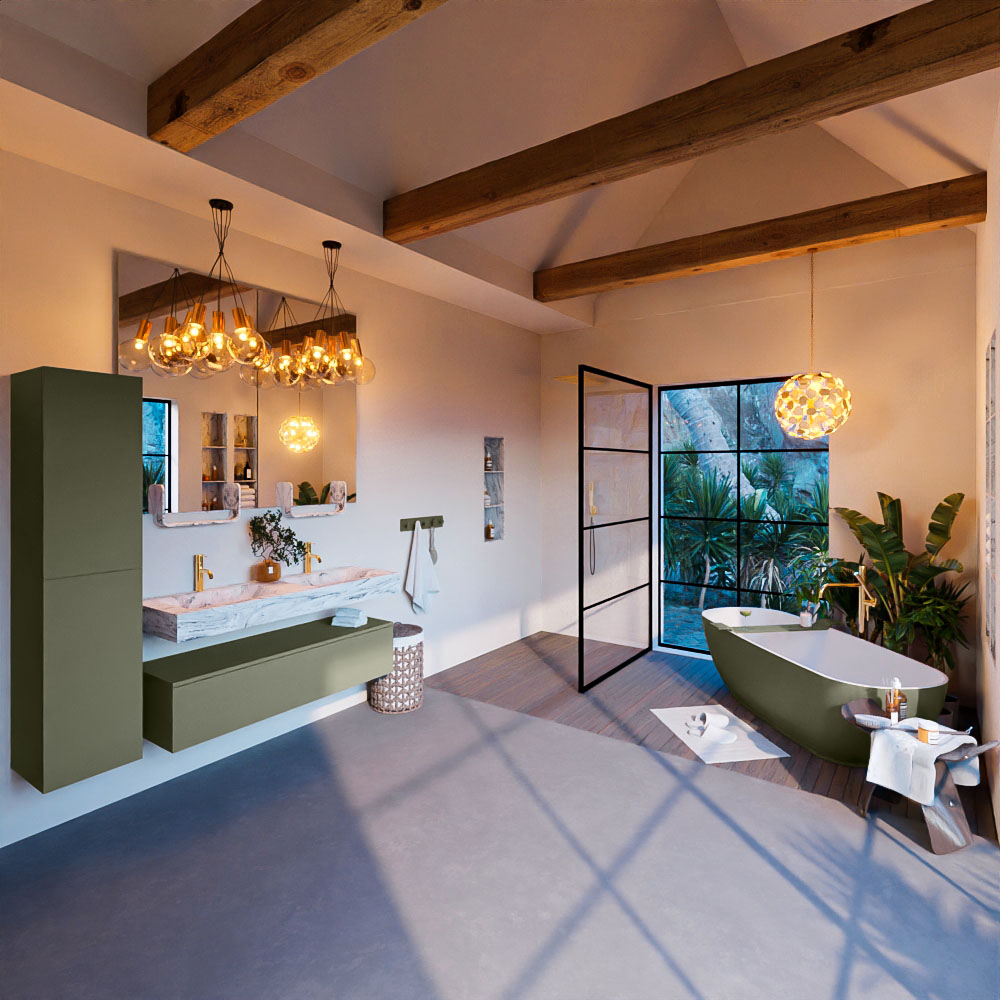 MONDIAZ ALAN-DLUX 130cm mueble de baño Army 1 cajón. Lavabo CLOUD Doble 2 orificios color Glace. 3 MONDIAZ ALAN-DLUX 130cm mueble de baño Army 1 cajón. Lavabo CLOUD Doble 2 orificios color Glace. - Imagen 3