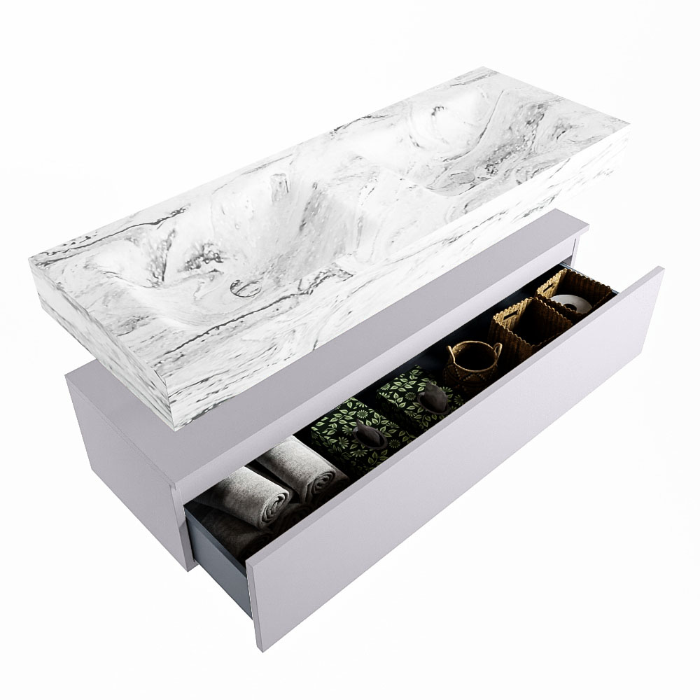 MONDIAZ ALAN-DLUX 130cm mueble de baño Cale 1 cajón. Lavabo CLOUD Doble sin orificios color Glace. 6 MONDIAZ ALAN-DLUX 130cm mueble de baño Cale 1 cajón. Lavabo CLOUD Doble sin orificios color Glace. - Imagen 6