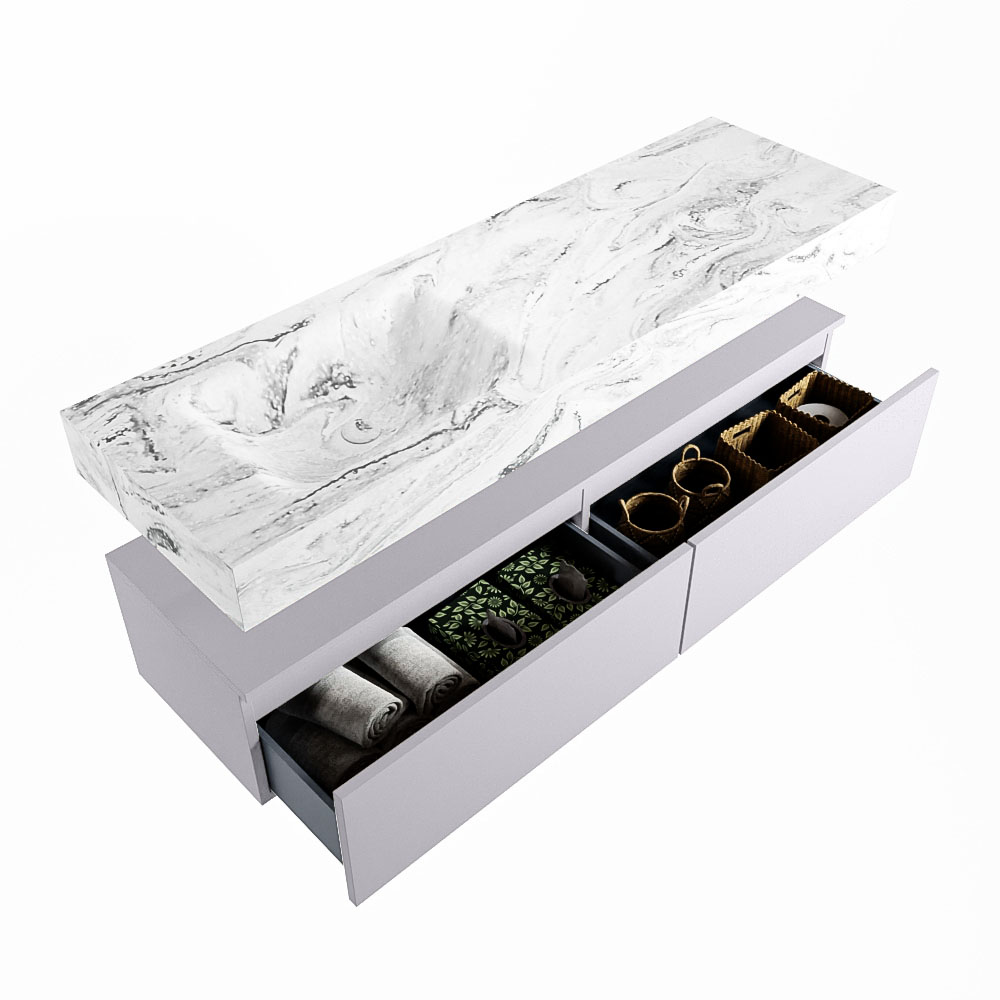 MONDIAZ ALAN-DLUX 150cm mueble de baño Cale 2 cajones. Lavabo CLOUD Izquierda 1 orificio color Glace. 6 MONDIAZ ALAN-DLUX 150cm mueble de baño Cale 2 cajones. Lavabo CLOUD Izquierda 1 orificio color Glace. - Imagen 6