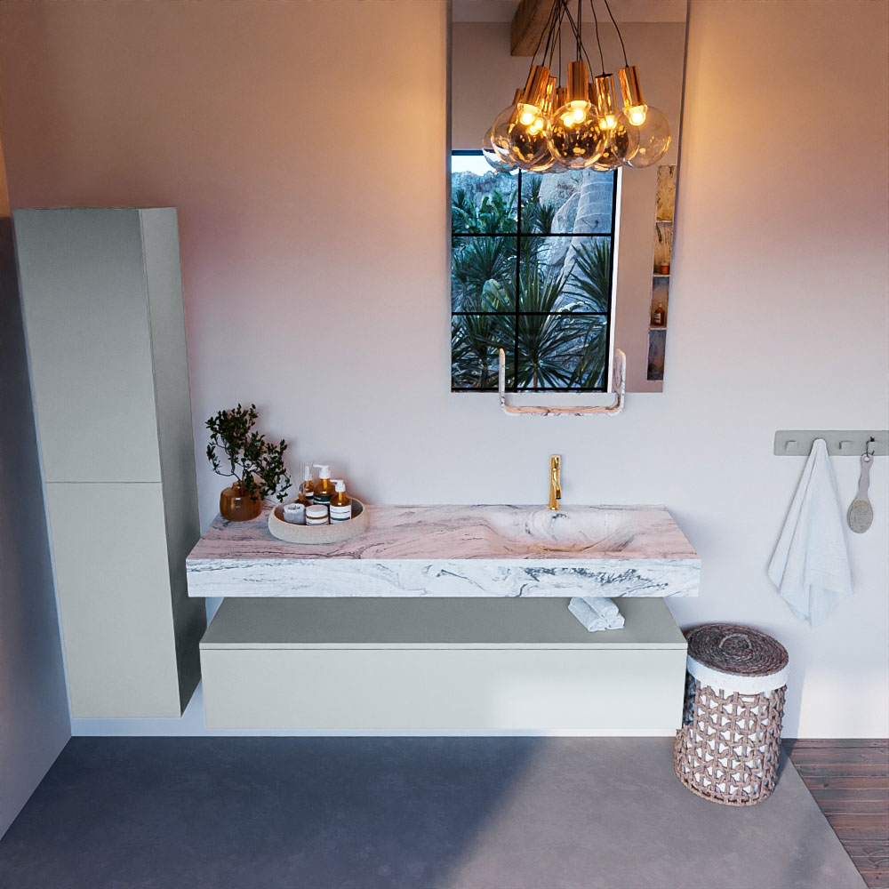 MONDIAZ ALAN-DLUX 150cm mueble de baño Clay 1 cajón. Lavabo CLOUD Derecho 1 orificio color Glace. 2 MONDIAZ ALAN-DLUX 150cm mueble de baño Clay 1 cajón. Lavabo CLOUD Derecho 1 orificio color Glace. - Imagen 2