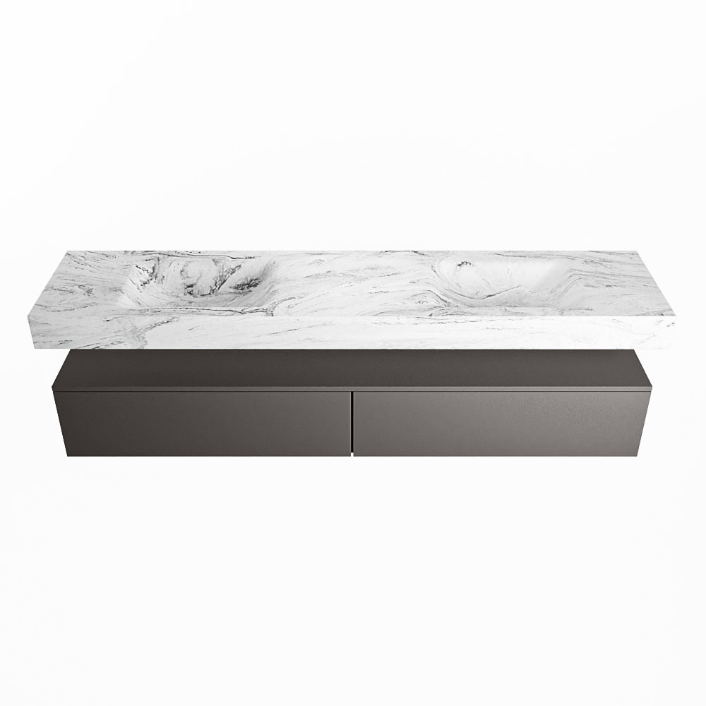 MONDIAZ ALAN-DLUX 200cm mueble de baño Dark Grey 2 cajones. Lavabo CLOUD Doble 2 orificios color Glace. 4 MONDIAZ ALAN-DLUX 200cm mueble de baño Dark Grey 2 cajones. Lavabo CLOUD Doble 2 orificios color Glace. - Imagen 4