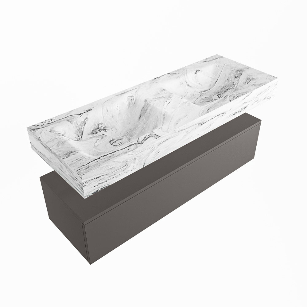 MONDIAZ ALAN-DLUX 130cm mueble de baño Dark Grey 1 cajón. Lavabo CLOUD Doble sin orificios color Glace. 5 MONDIAZ ALAN-DLUX 130cm mueble de baño Dark Grey 1 cajón. Lavabo CLOUD Doble sin orificios color Glace. - Imagen 5