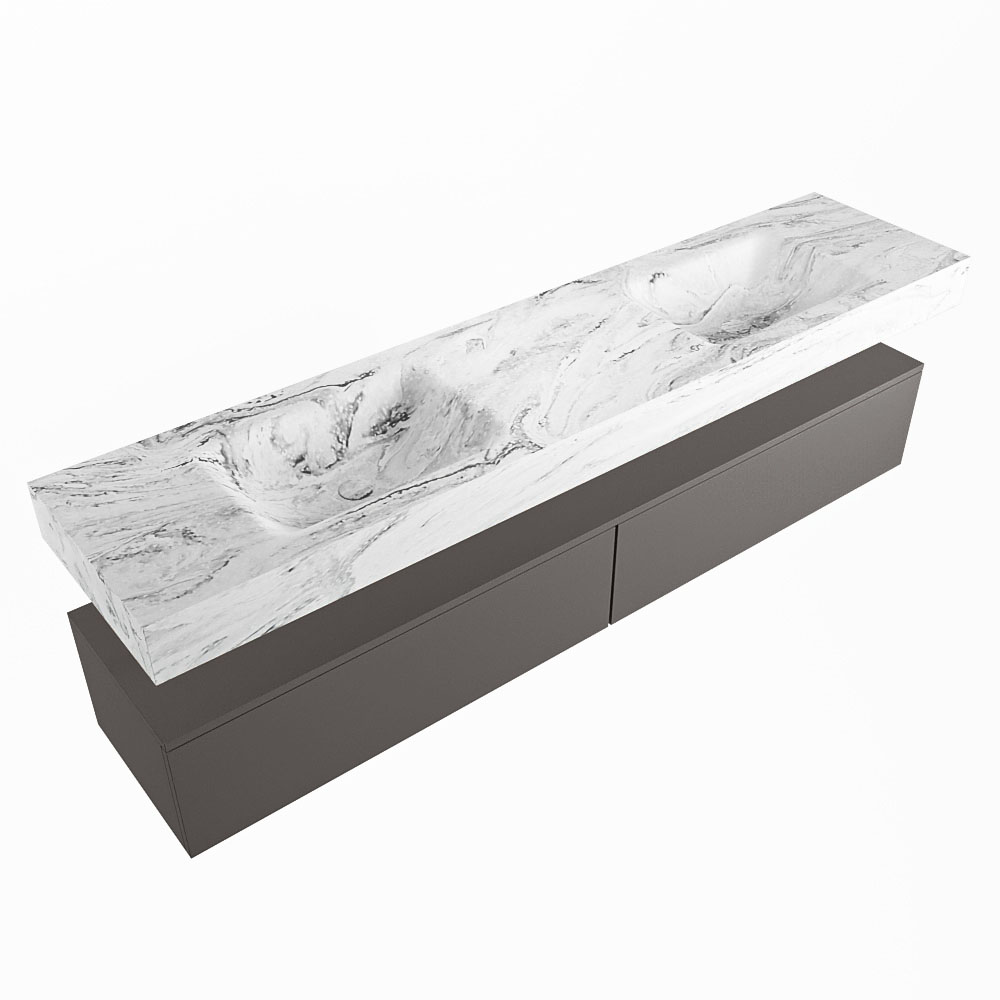 MONDIAZ ALAN-DLUX 200cm mueble de baño Dark Grey 2 cajones. Lavabo CLOUD Doble 2 orificios color Glace. 5 MONDIAZ ALAN-DLUX 200cm mueble de baño Dark Grey 2 cajones. Lavabo CLOUD Doble 2 orificios color Glace. - Imagen 5