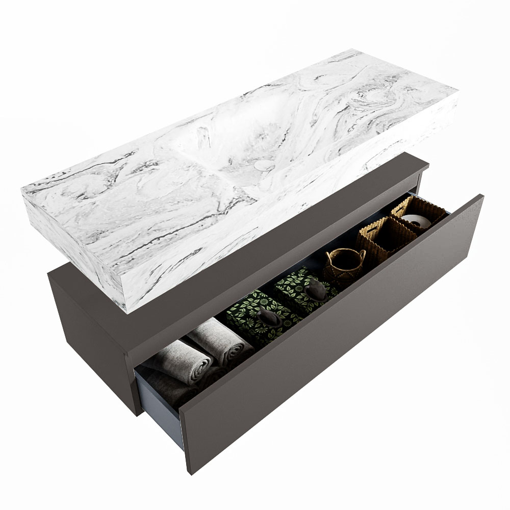 MONDIAZ ALAN-DLUX 130cm mueble de baño Dark Grey 1 cajón. Lavabo CLOUD Centro sin orificios color Glace. 6 MONDIAZ ALAN-DLUX 130cm mueble de baño Dark Grey 1 cajón. Lavabo CLOUD Centro sin orificios color Glace. - Imagen 6
