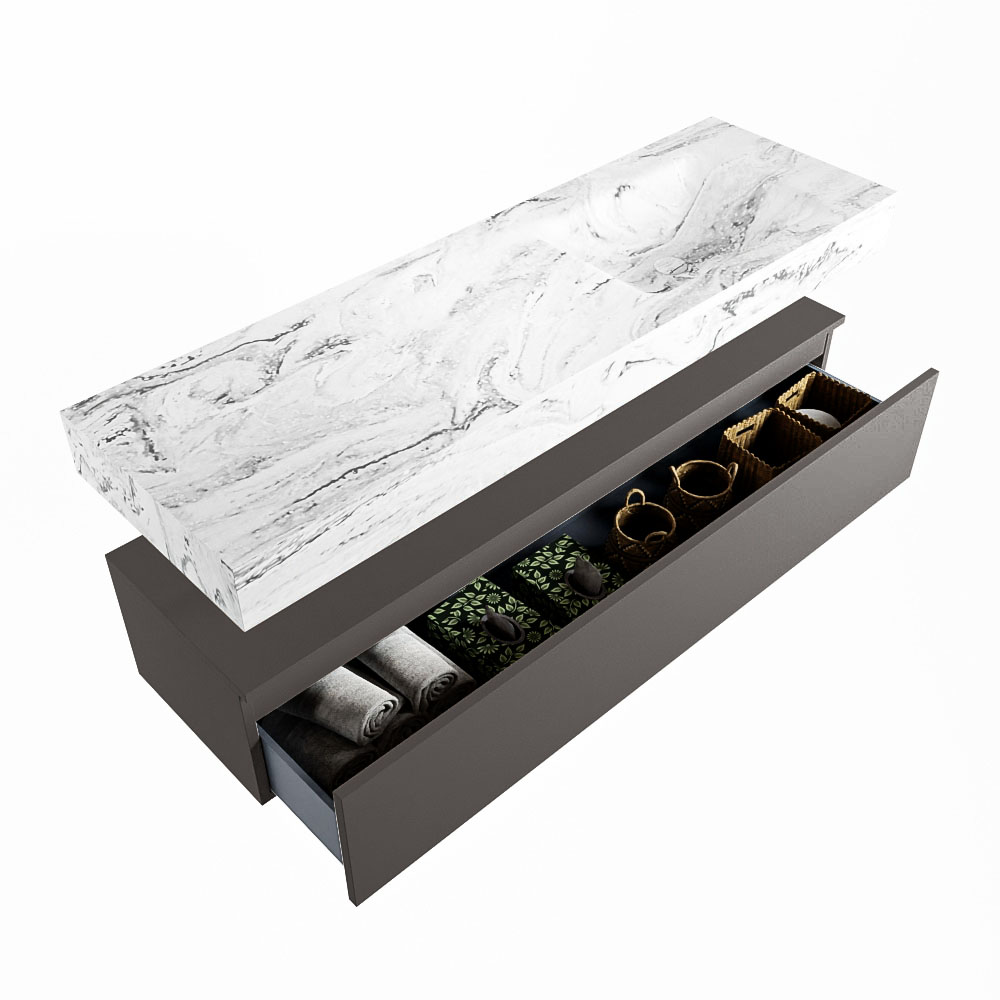 MONDIAZ ALAN-DLUX 150cm mueble de baño Dark Grey 1 cajón. Lavabo CLOUD Derecho sin orificios color Glace. 6 MONDIAZ ALAN-DLUX 150cm mueble de baño Dark Grey 1 cajón. Lavabo CLOUD Derecho sin orificios color Glace. - Imagen 6