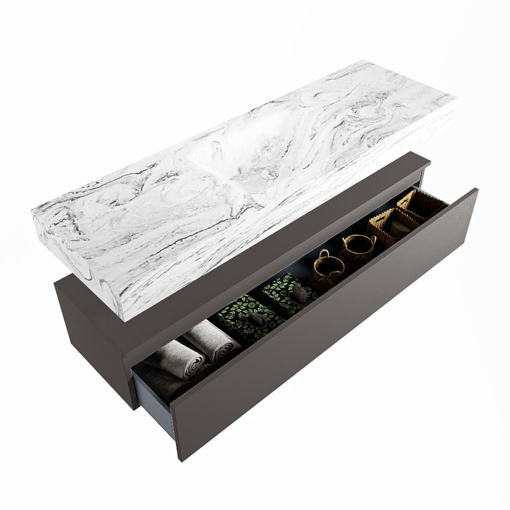 MONDIAZ ALAN-DLUX 150cm mueble de baño Dark Grey 1 cajón. Lavabo CLOUD Centro 1 orificio color Glace. 6 MONDIAZ ALAN-DLUX 150cm mueble de baño Dark Grey 1 cajón. Lavabo CLOUD Centro 1 orificio color Glace. - Imagen 6
