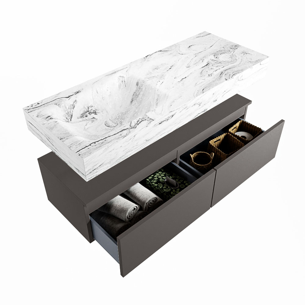 MONDIAZ ALAN-DLUX 120cm mueble de baño Dark Grey 2 cajones. Lavabo CLOUD Izquierda 1 orificio color Glace. 6 MONDIAZ ALAN-DLUX 120cm mueble de baño Dark Grey 2 cajones. Lavabo CLOUD Izquierda 1 orificio color Glace. - Imagen 6