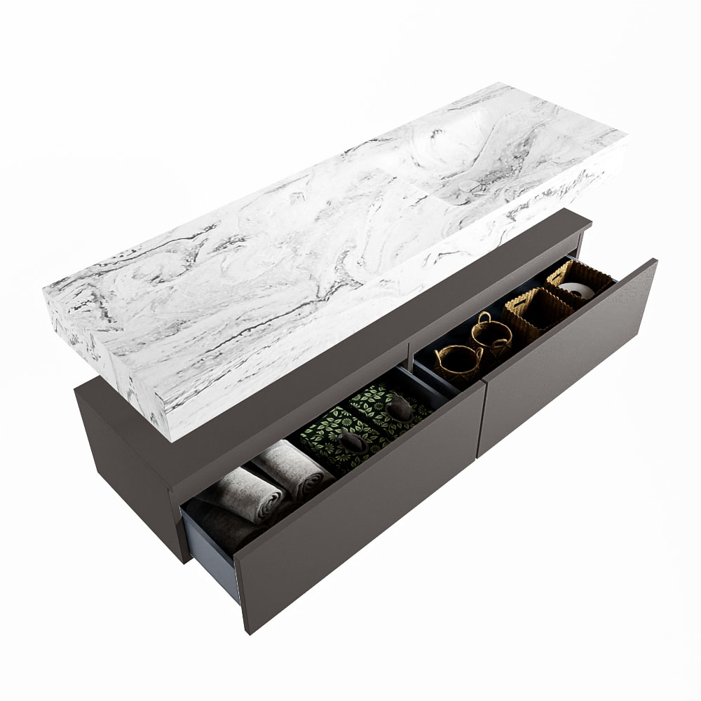 MONDIAZ ALAN-DLUX 150cm mueble de baño Dark Grey 2 cajones. Lavabo CLOUD Derecho sin orificios color Glace. 6 MONDIAZ ALAN-DLUX 150cm mueble de baño Dark Grey 2 cajones. Lavabo CLOUD Derecho sin orificios color Glace. - Imagen 6