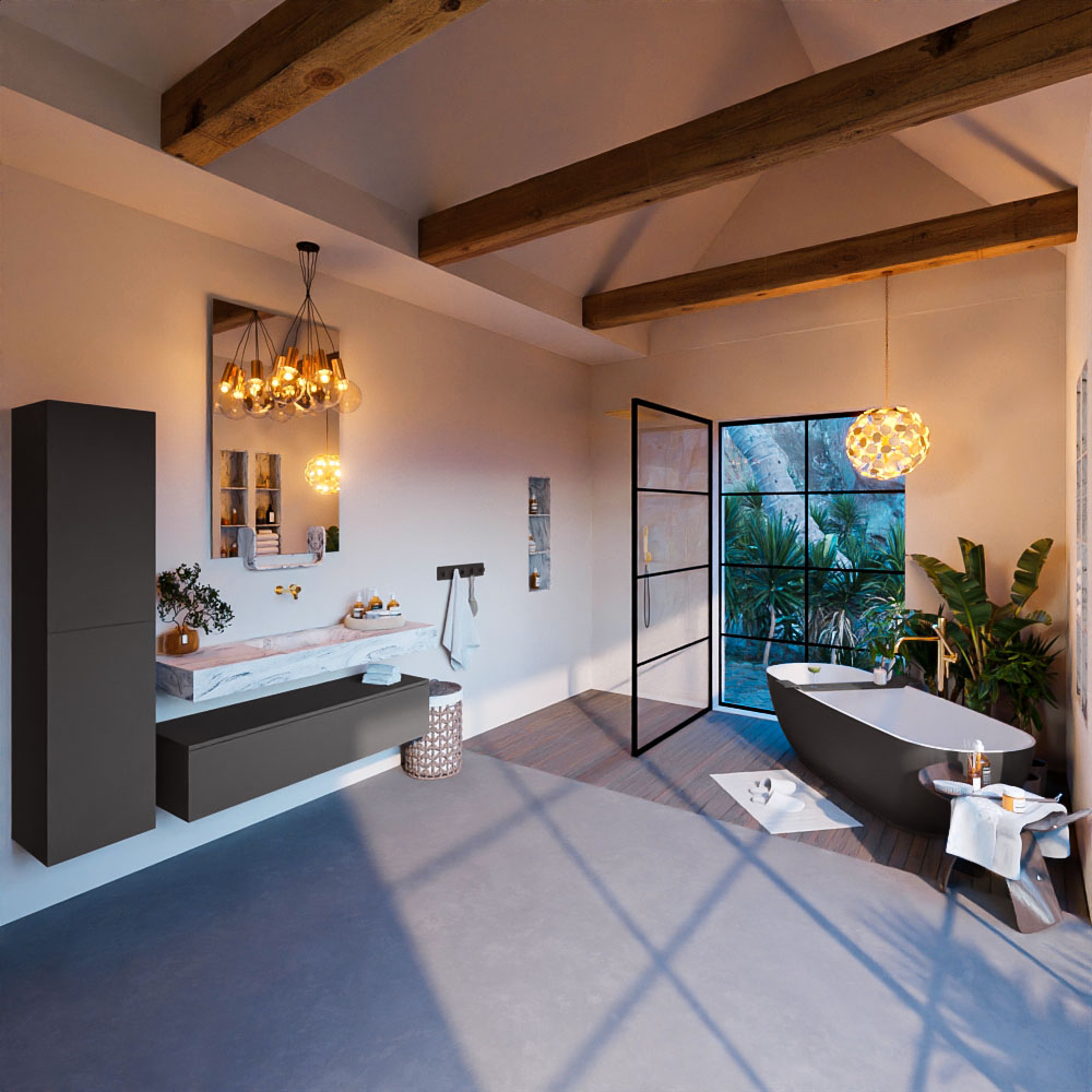 MONDIAZ ALAN-DLUX 130cm mueble de baño Dark Grey 1 cajón. Lavabo CLOUD Centro sin orificios color Glace. 3 MONDIAZ ALAN-DLUX 130cm mueble de baño Dark Grey 1 cajón. Lavabo CLOUD Centro sin orificios color Glace. - Imagen 3