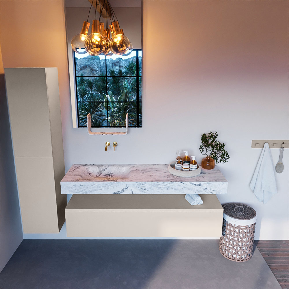 MONDIAZ ALAN-DLUX 150cm mueble de baño Linen 1 cajón. Lavabo CLOUD Izquierda sin orificios color Glace. 2 MONDIAZ ALAN-DLUX 150cm mueble de baño Linen 1 cajón. Lavabo CLOUD Izquierda sin orificios color Glace. - Imagen 2