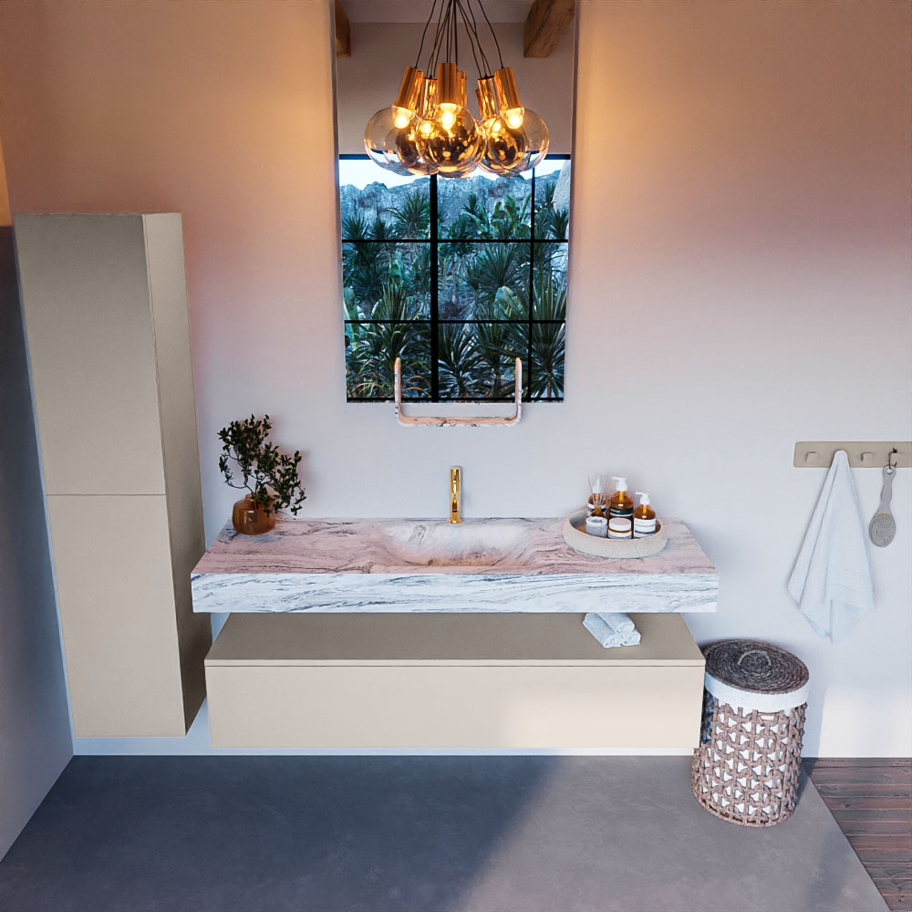 MONDIAZ ALAN-DLUX 150cm mueble de baño Linen 1 cajón. Lavabo CLOUD Centro 1 orificio color Glace. 2 MONDIAZ ALAN-DLUX 150cm mueble de baño Linen 1 cajón. Lavabo CLOUD Centro 1 orificio color Glace. - Imagen 2