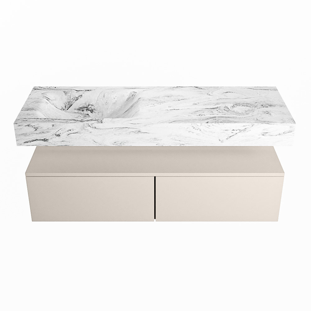 MONDIAZ ALAN-DLUX 130cm mueble de baño Linen 2 cajones. Lavabo CLOUD Izquierda sin orificios color Glace. 4 MONDIAZ ALAN-DLUX 130cm mueble de baño Linen 2 cajones. Lavabo CLOUD Izquierda sin orificios color Glace. - Imagen 4