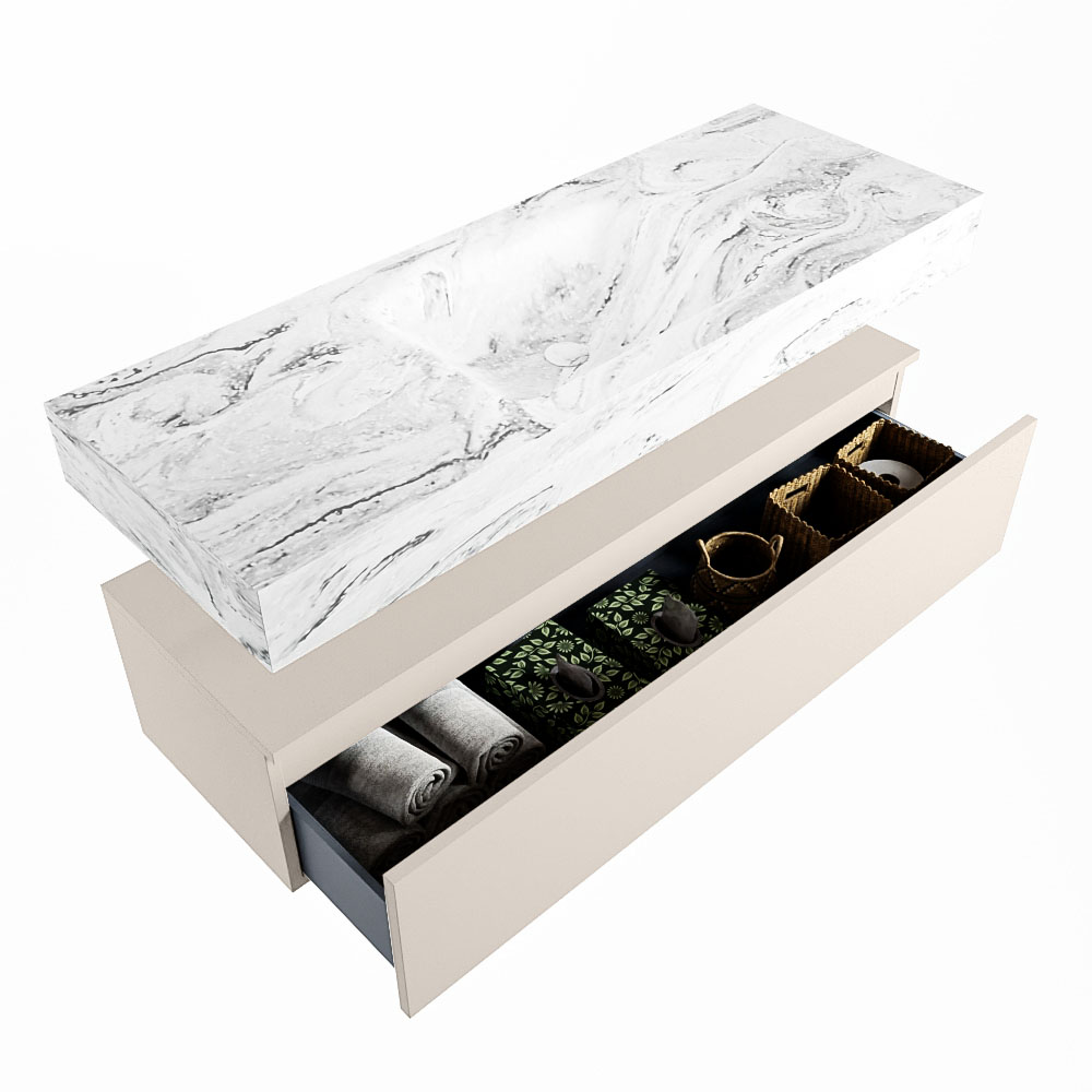 MONDIAZ ALAN-DLUX 130cm mueble de baño Linen 1 cajón. Lavabo CLOUD Centro 1 orificio color Glace. 6 MONDIAZ ALAN-DLUX 130cm mueble de baño Linen 1 cajón. Lavabo CLOUD Centro 1 orificio color Glace. - Imagen 6