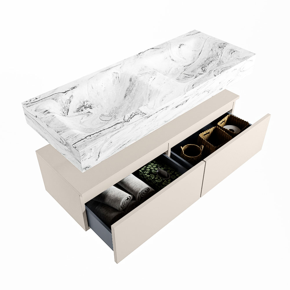 MONDIAZ ALAN-DLUX 120cm mueble de baño Linen 2 cajones. Lavabo CLOUD Doble sin orificios color Glace. 6 MONDIAZ ALAN-DLUX 120cm mueble de baño Linen 2 cajones. Lavabo CLOUD Doble sin orificios color Glace. - Imagen 6