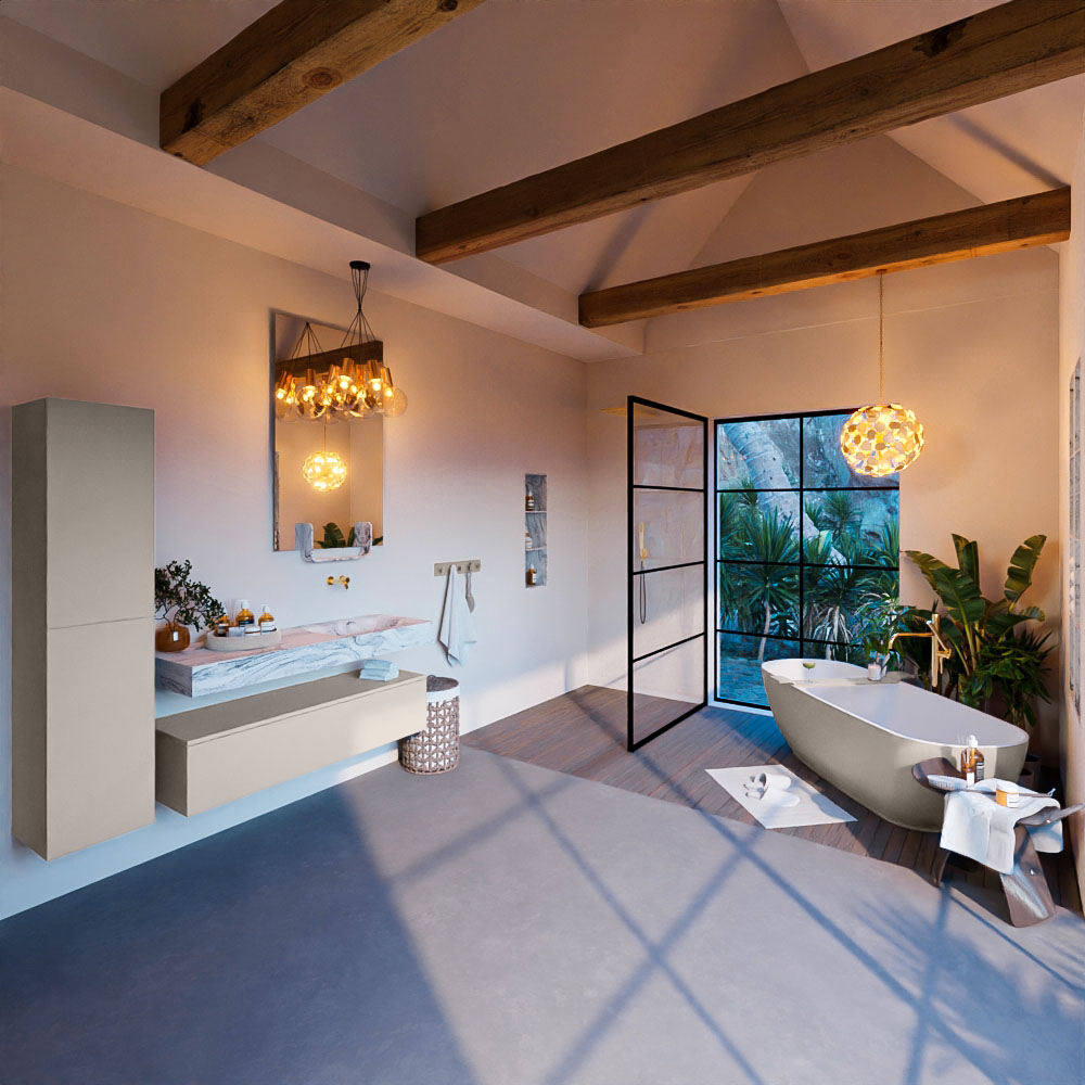 MONDIAZ ALAN-DLUX 130cm mueble de baño Linen 1 cajón. Lavabo CLOUD Derecho sin orificios color Glace. 3 MONDIAZ ALAN-DLUX 130cm mueble de baño Linen 1 cajón. Lavabo CLOUD Derecho sin orificios color Glace. - Imagen 3