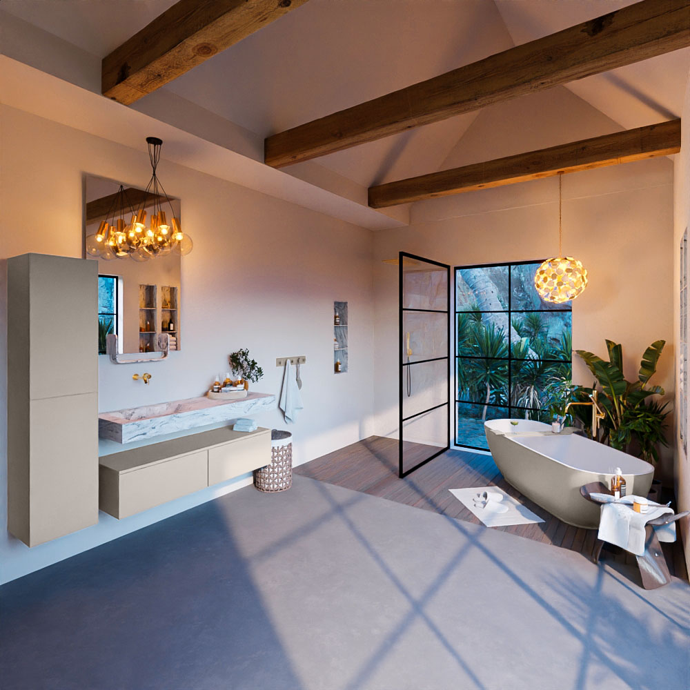 MONDIAZ ALAN-DLUX 130cm mueble de baño Linen 2 cajones. Lavabo CLOUD Izquierda sin orificios color Glace. 3 MONDIAZ ALAN-DLUX 130cm mueble de baño Linen 2 cajones. Lavabo CLOUD Izquierda sin orificios color Glace. - Imagen 3