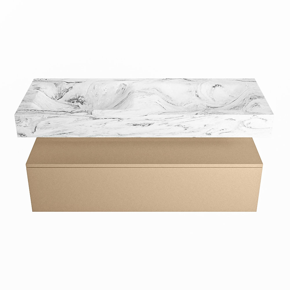 MONDIAZ ALAN-DLUX 120cm mueble de baño Oro 1 cajón. Lavabo CLOUD Doble sin orificios color Glace. 4 MONDIAZ ALAN-DLUX 120cm mueble de baño Oro 1 cajón. Lavabo CLOUD Doble sin orificios color Glace. - Imagen 4