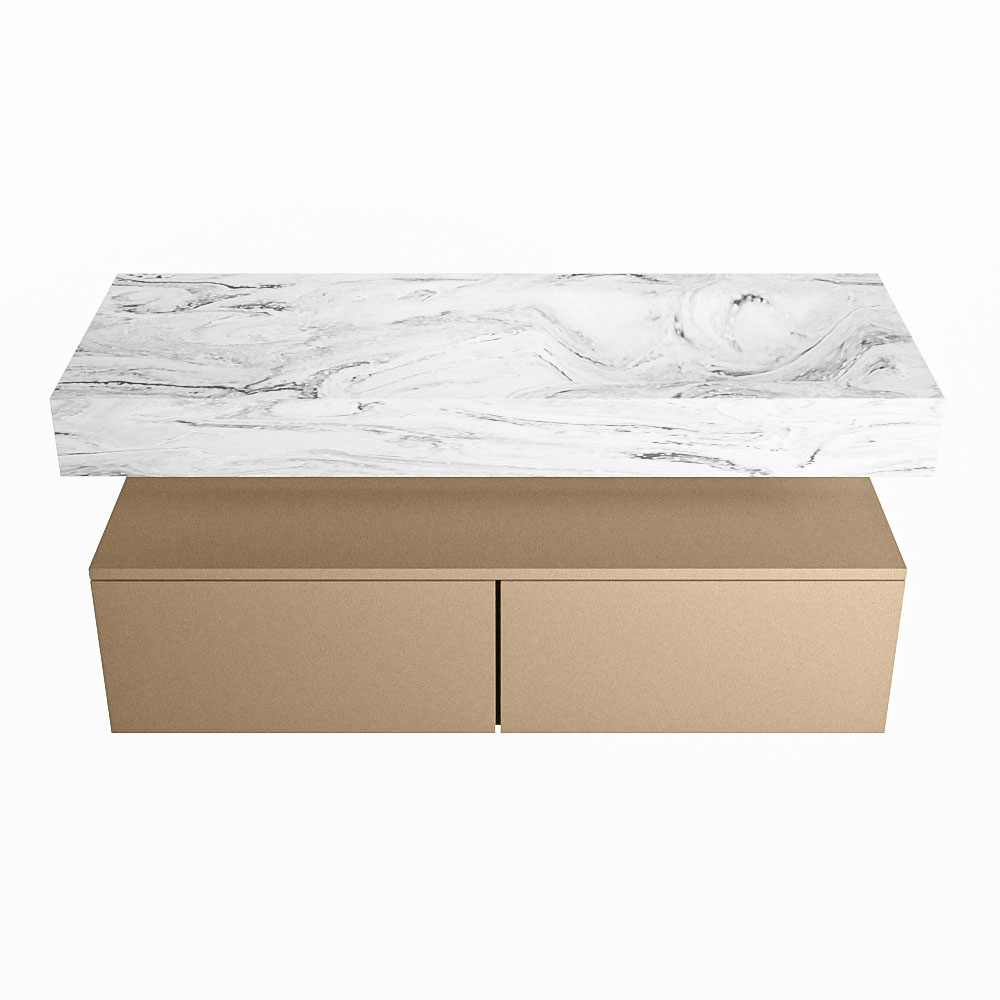 MONDIAZ ALAN-DLUX 120cm mueble de baño Oro 2 cajones. Lavabo CLOUD Derecho sin orificios color Glace. 4 MONDIAZ ALAN-DLUX 120cm mueble de baño Oro 2 cajones. Lavabo CLOUD Derecho sin orificios color Glace. - Imagen 4