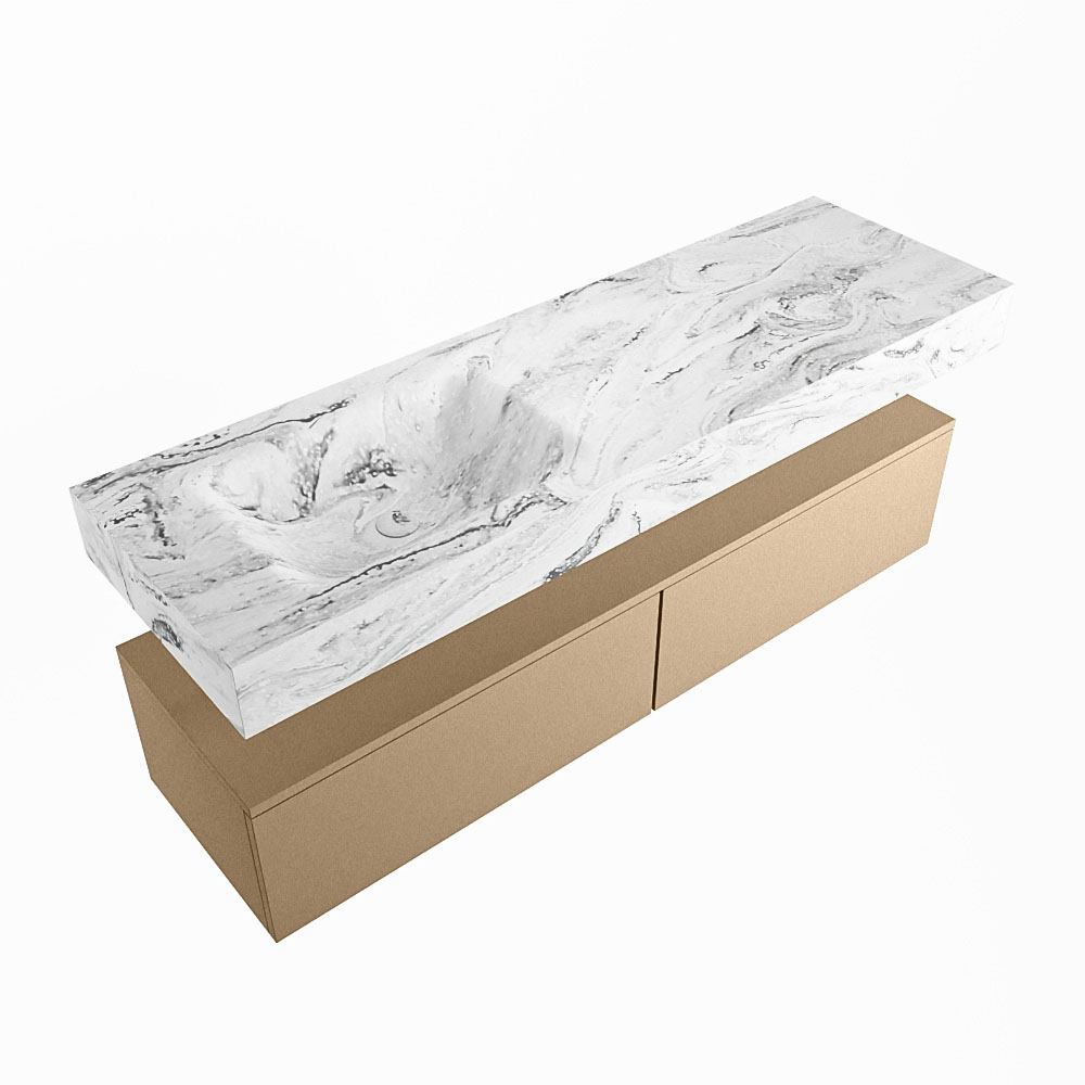 MONDIAZ ALAN-DLUX 150cm mueble de baño Oro 2 cajones. Lavabo CLOUD Izquierda sin orificios color Glace. 5 MONDIAZ ALAN-DLUX 150cm mueble de baño Oro 2 cajones. Lavabo CLOUD Izquierda sin orificios color Glace. - Imagen 5