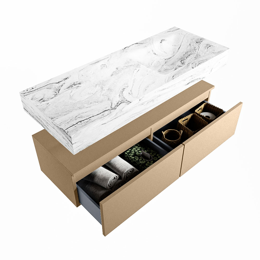MONDIAZ ALAN-DLUX 120cm mueble de baño Oro 2 cajones. Lavabo CLOUD Derecho sin orificios color Glace. 6 MONDIAZ ALAN-DLUX 120cm mueble de baño Oro 2 cajones. Lavabo CLOUD Derecho sin orificios color Glace. - Imagen 6