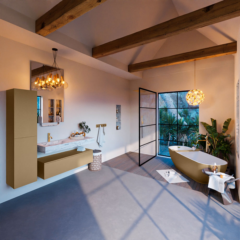 MONDIAZ ALAN-DLUX 120cm mueble de baño Oro 1 cajón. Lavabo CLOUD Izquierda 1 orificio color Glace. 3 MONDIAZ ALAN-DLUX 120cm mueble de baño Oro 1 cajón. Lavabo CLOUD Izquierda 1 orificio color Glace. - Imagen 3