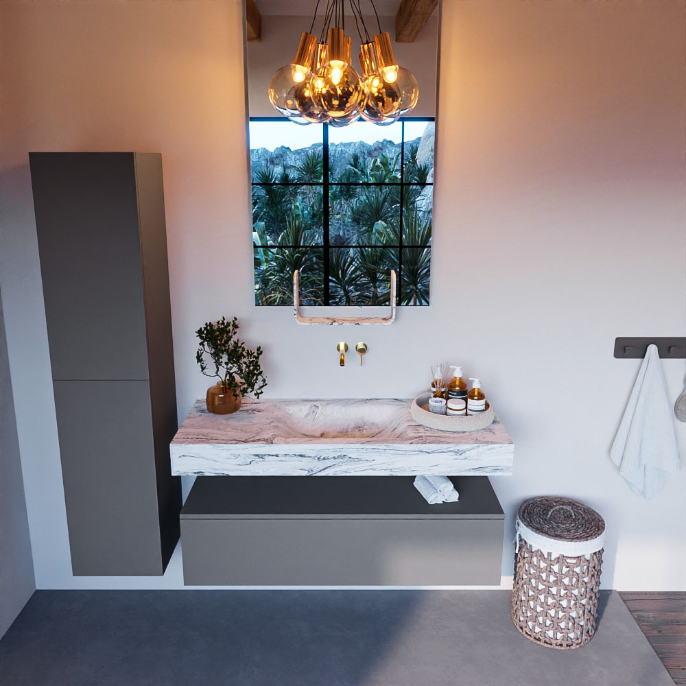 MONDIAZ ALAN-DLUX 120cm mueble de baño Plata 1 cajón. Lavabo CLOUD Centro sin orificios color Glace. 2 MONDIAZ ALAN-DLUX 120cm mueble de baño Plata 1 cajón. Lavabo CLOUD Centro sin orificios color Glace. - Imagen 2