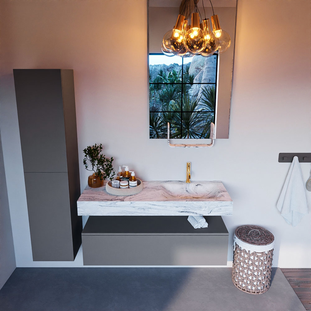 MONDIAZ ALAN-DLUX 120cm mueble de baño Plata 1 cajón. Lavabo CLOUD Derecho 1 orificio color Glace. 2 MONDIAZ ALAN-DLUX 120cm mueble de baño Plata 1 cajón. Lavabo CLOUD Derecho 1 orificio color Glace. - Imagen 2