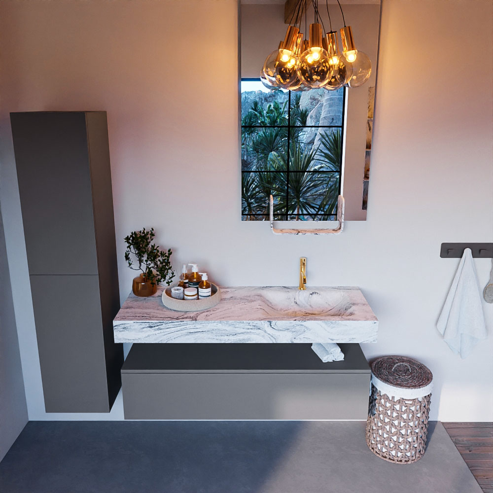 MONDIAZ ALAN-DLUX 130cm mueble de baño Plata 1 cajón. Lavabo CLOUD Derecho 1 orificio color Glace. 2 MONDIAZ ALAN-DLUX 130cm mueble de baño Plata 1 cajón. Lavabo CLOUD Derecho 1 orificio color Glace. - Imagen 2