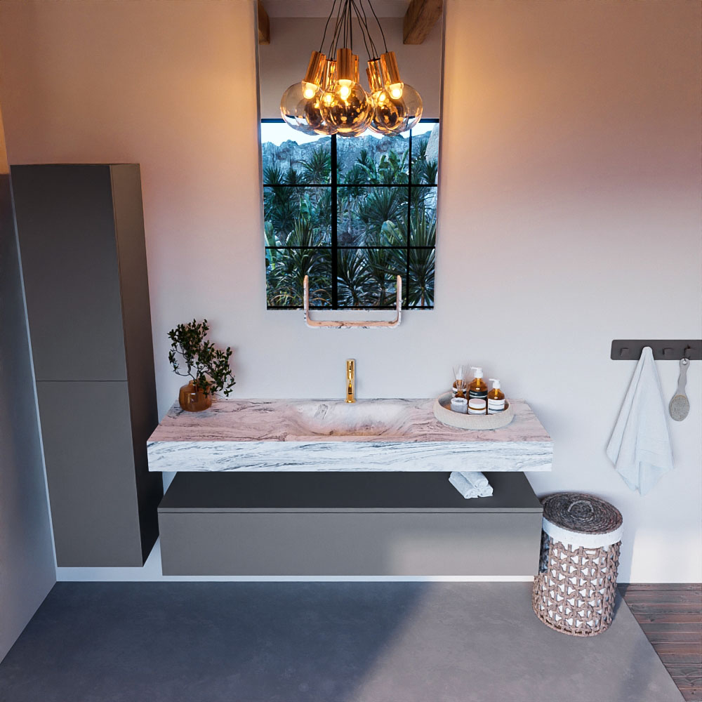 MONDIAZ ALAN-DLUX 150cm mueble de baño Plata 1 cajón. Lavabo CLOUD Centro 1 orificio color Glace. 2 MONDIAZ ALAN-DLUX 150cm mueble de baño Plata 1 cajón. Lavabo CLOUD Centro 1 orificio color Glace. - Imagen 2