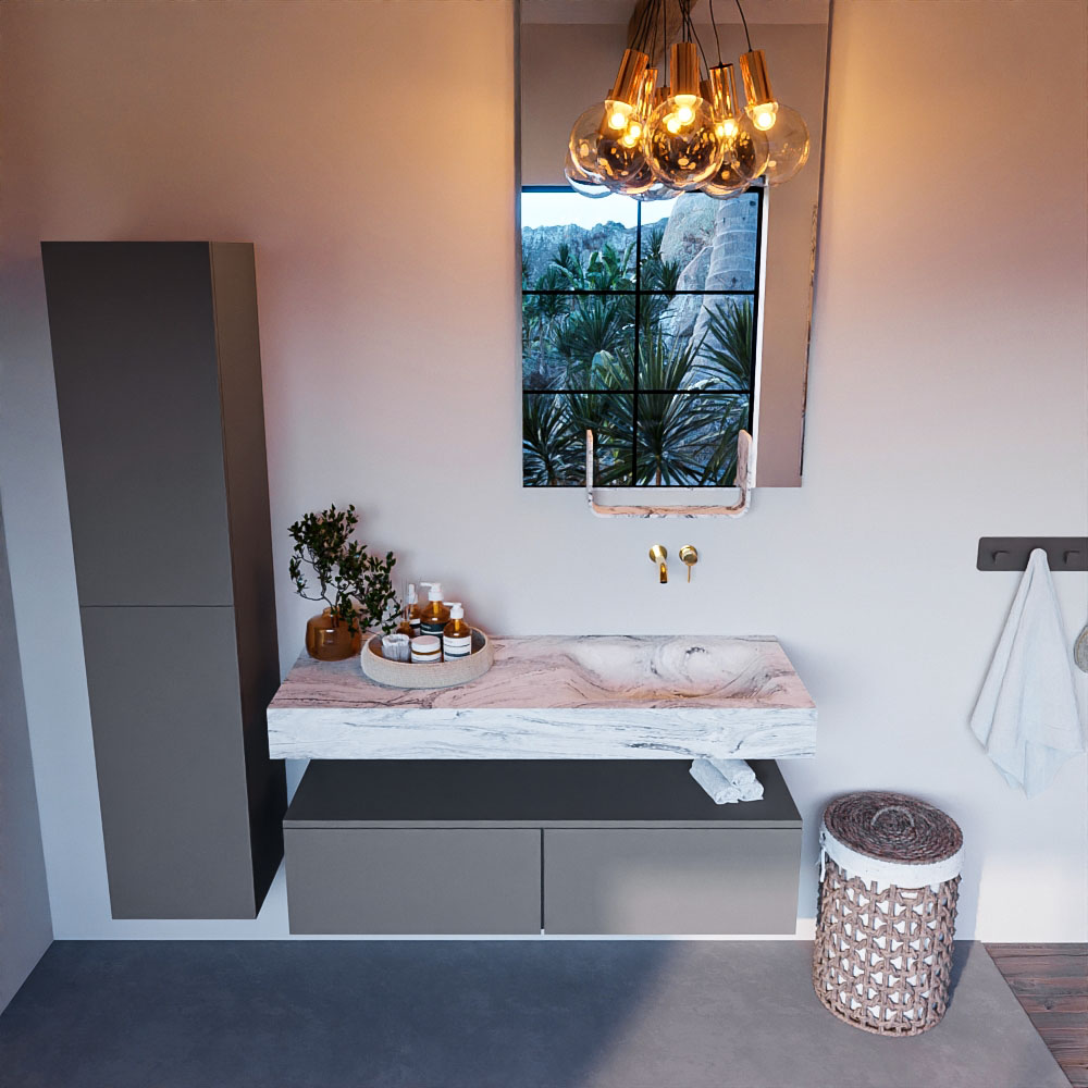 MONDIAZ ALAN-DLUX 120cm mueble de baño Plata 2 cajones. Lavabo CLOUD Derecho sin orificios color Glace. 2 MONDIAZ ALAN-DLUX 120cm mueble de baño Plata 2 cajones. Lavabo CLOUD Derecho sin orificios color Glace. - Imagen 2